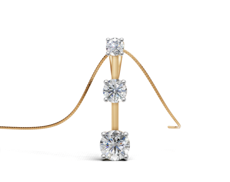 Avarta Jewellery 18k Gold Moissanite Solitaire Trinity Pendant