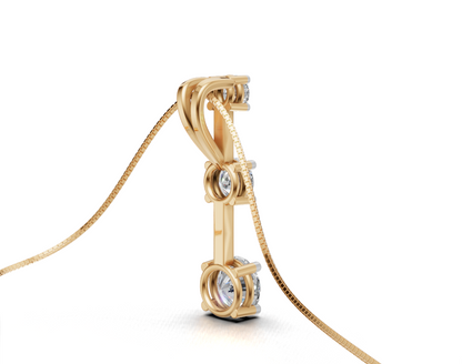 Avarta Jewellery 18k Gold Moissanite Solitaire Trinity Pendant