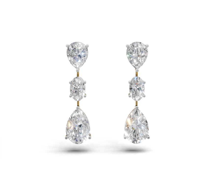 Avarta Triple Drop Gold Earrings For Girls and Women