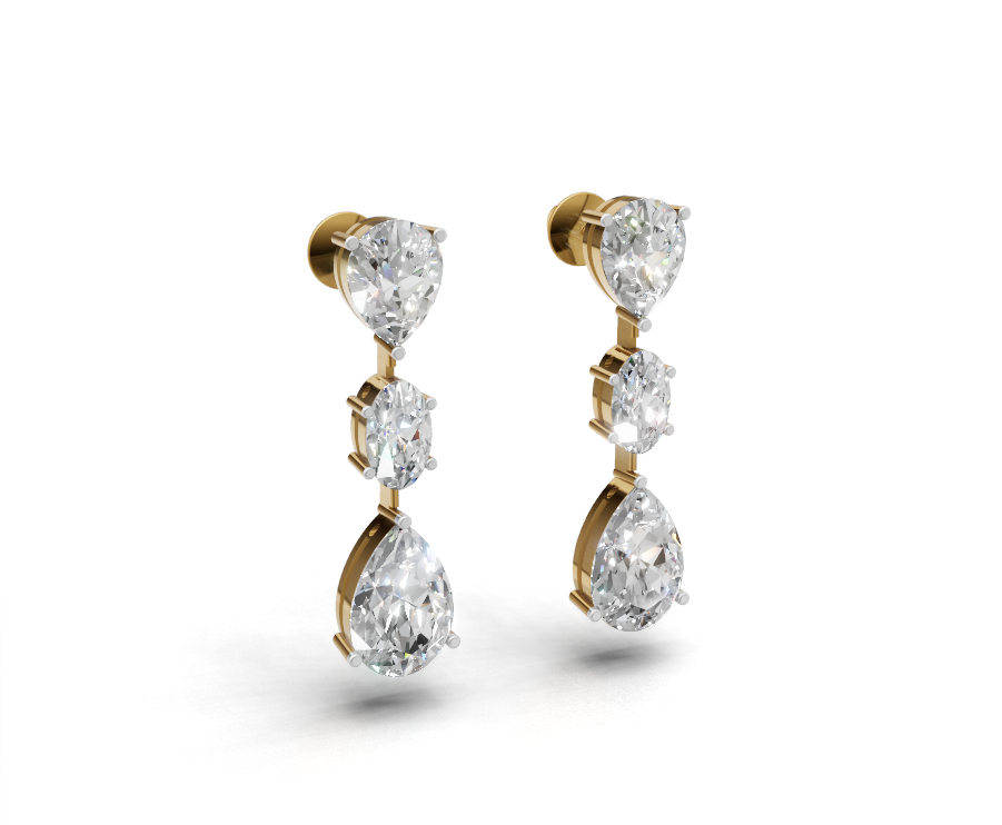 Avarta Triple Drop Gold Earrings For Girls and Women