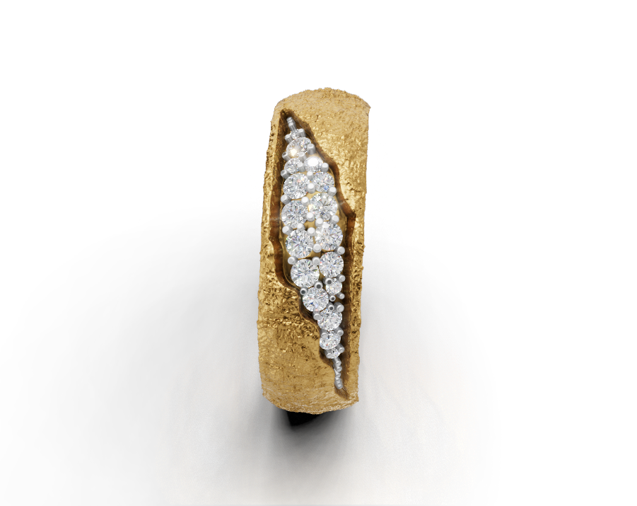 Unisex Textured Design Lab Diamond Eternity Band Ring in 9K-14K-18K Gold, Modern Pavé Design, Luxury Gift for Loved Ones, Timeless Festival Jewelry