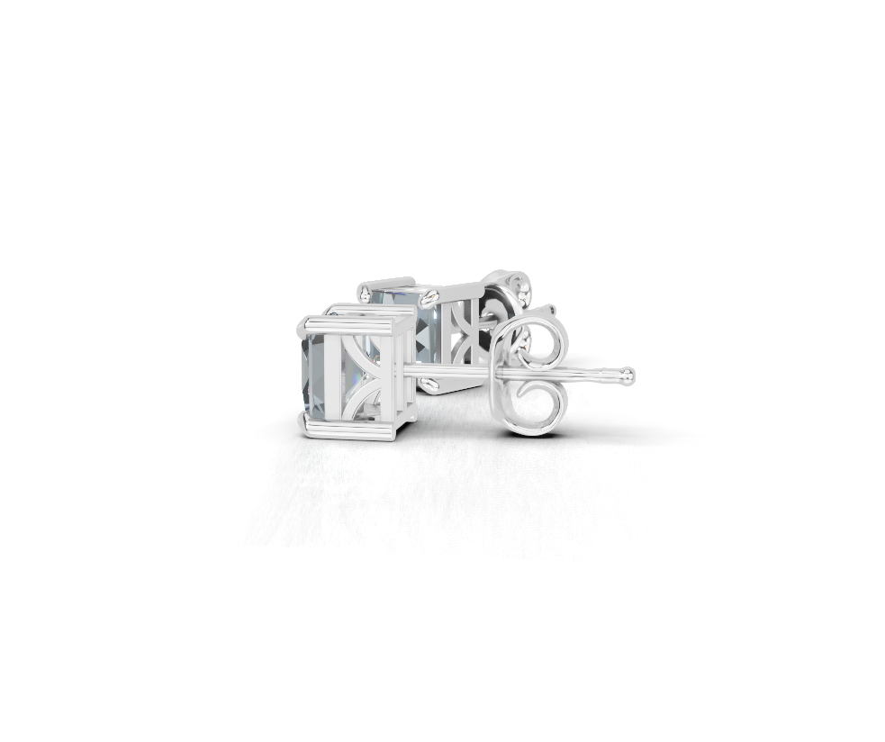 Avarta Sterling Silver Princess Cut London Blue Topaz Unisex Studs