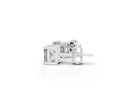 Avarta Sterling Silver Princess Cut London Blue Topaz Unisex Studs