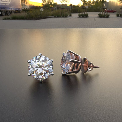 Avarta Jewellery 92.5 Sterling Silver 2 Carat Each Rose Gold Solitaire Earrings