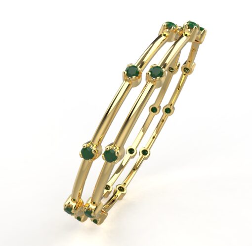 Avarta Jewellery 92.5 Sterling Silver Emerald Bangle Pair For Girls & Women