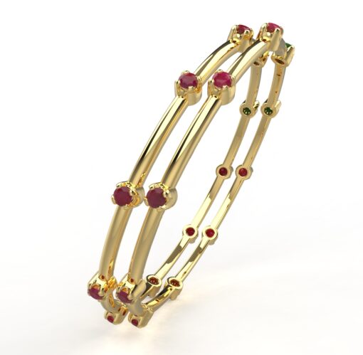 Avarta Jewellery 92.5 Sterling Silver Ruby Bangle Pair With Ruby Gemstone For Girls & Women