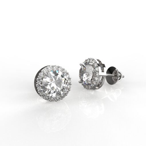 Avarta Sterling Silver 1 Carat Halo Studs Earring For Girls & Women