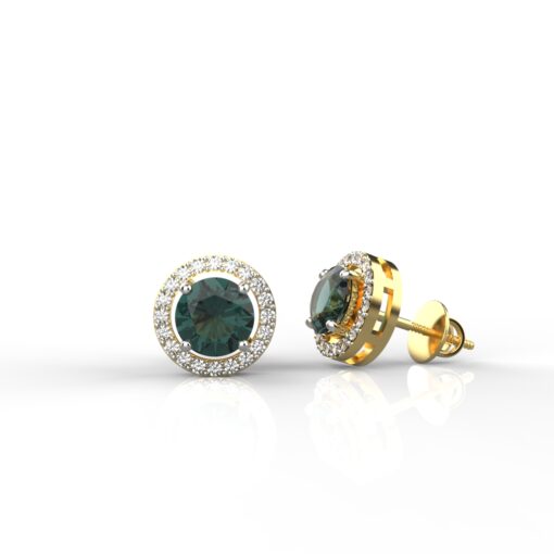 Avarta Sterling Silver 0.90 Carat Emerald Swarovski Halo Solitaire Earrings