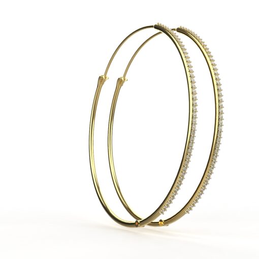 Avarta Jewellery 18k Gold & Certified Diamond Long Hoop Earrings For Girls & Women