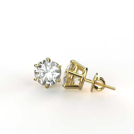 Avarta Sterling Silver 3 Carat Each Solitaire Stud Earrings