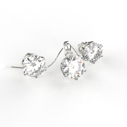 Avarta Jewellery Sterling Silver 2 Carat Solitaire Pendant Set