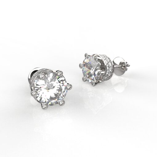 Avarta Sterling Silver 2 Carat Each Solitaire Designer Stud Earrings for Girls & Women