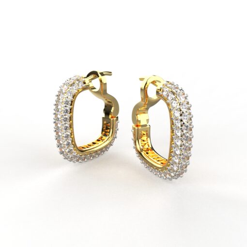 Avarta Jewellery Sterling Silver 5A Grade American Diamond Loop Earrings With Gold Polish For Girls & Women