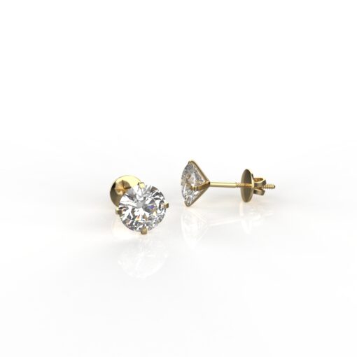 Avarta Jewellery Sterling Silver 0.50 Carat Solitaire Stud Earrings With Gold Polish for Girls & Women