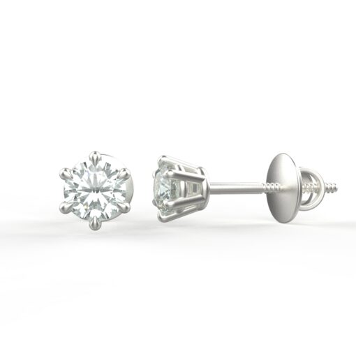 Avarta Jewellery 92.5 Sterling Silver American Diamond 0.25 Carat Each Solitaire Studs With Screw Back Earrings for Kids, Girls & Women