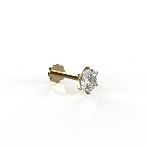 Avarta 14k Gold Solitaire Nosepin With 0.66 Carat 5A Grade American Diamond