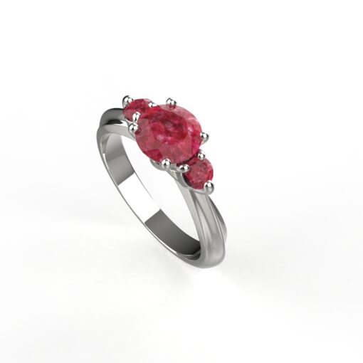 Avarta Jewellery Sterling Silver Ring With Synthetic Ruby Gemstone & American Diamonds For Girls & Wemen