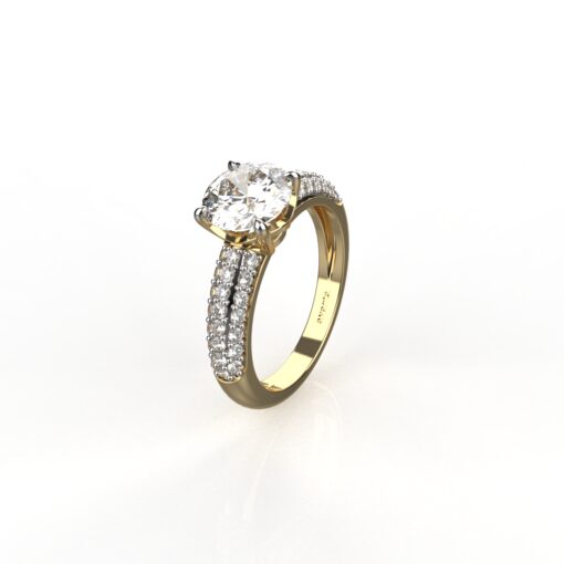 Avarta Jewellery Sterling Silver 2 Carat Engagement Ring With Gold Polish