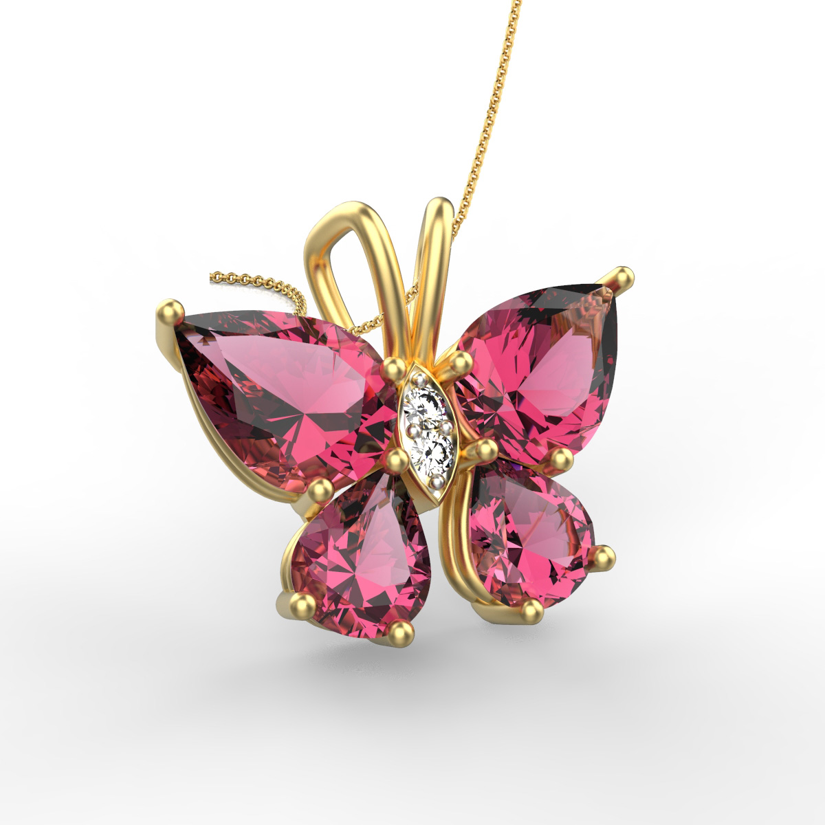 Diamond Ruby Butterfly Pendant Certified & Hallmarked 30 Day Return