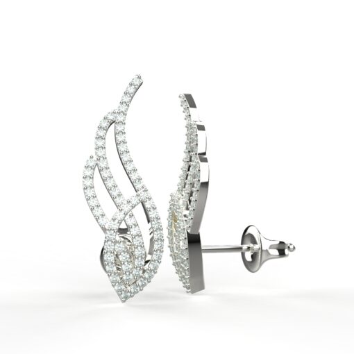 Avarta Jewellery Sterling Silver Diamond Cuff Earrings For Girls & Women