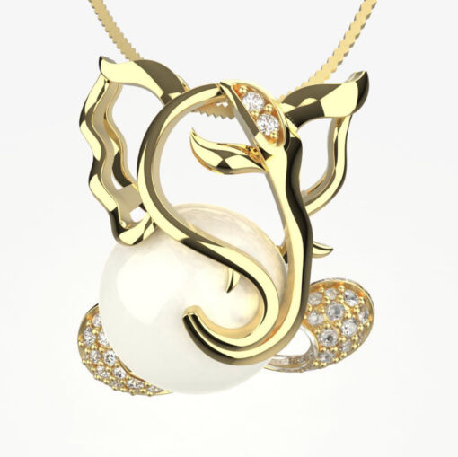 Avarta Sterling Silver Ganesha Pendant With Chain For Girls & Women