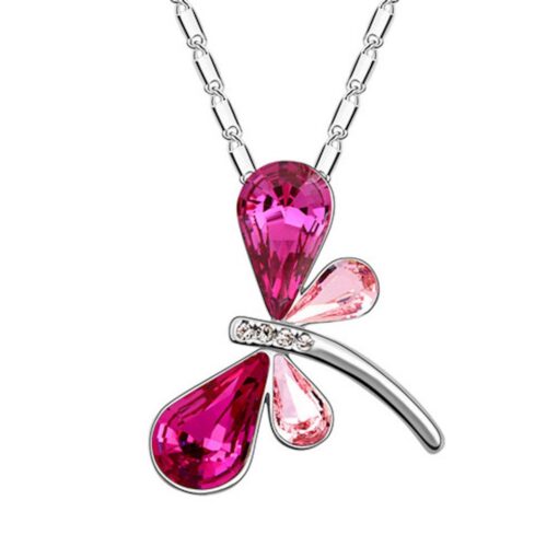 Avarta Allure Swarovski Element Pink Dragonfly Pendant for Girls and Women