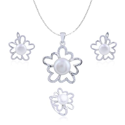 Avarta Jewellery Sterling Silver Pearl Pendant Set With Chain