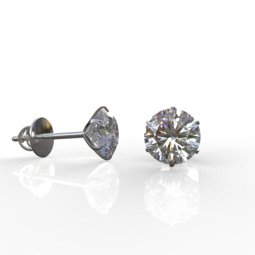 1 Carat Moissanite Solitaire Stud Earrings