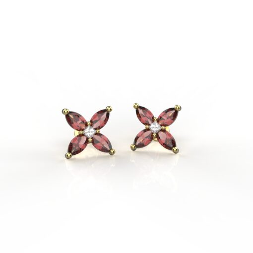 18k Gold Ruby Moissanite Stud Earrings