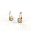 18K Gold 2 Carat Each Halo Moissanite Dangle Earrings