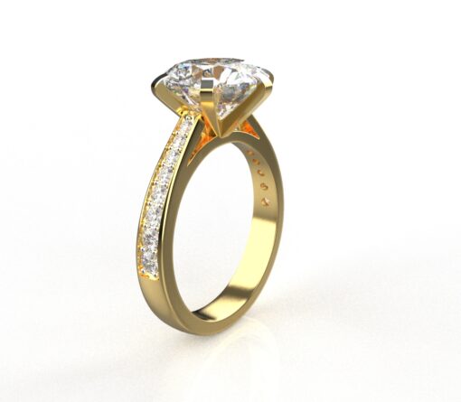 Avarta Jewellery 14k Gold 3 Carat Moissanite Solitaire Cocktail Ring