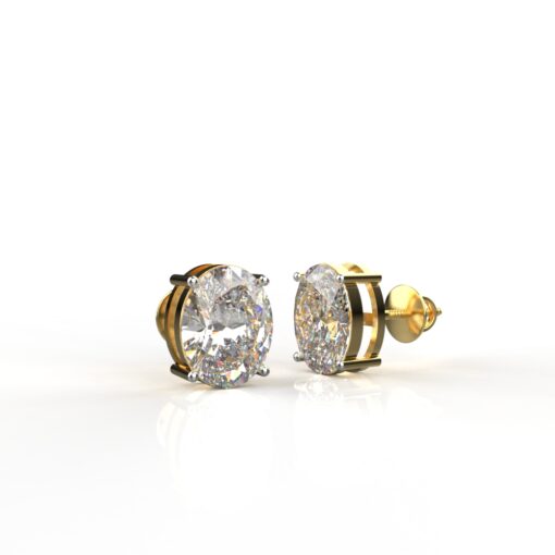 Avarta 18k Gold 2.50 Carat Each Oval Lab Grown Diamond Solitaire Stud Earrings