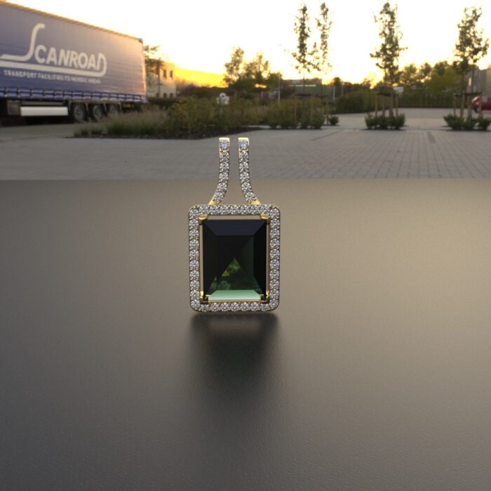 Avarta 18K Gold Moissanite Emerald Pendant Set - Image 7