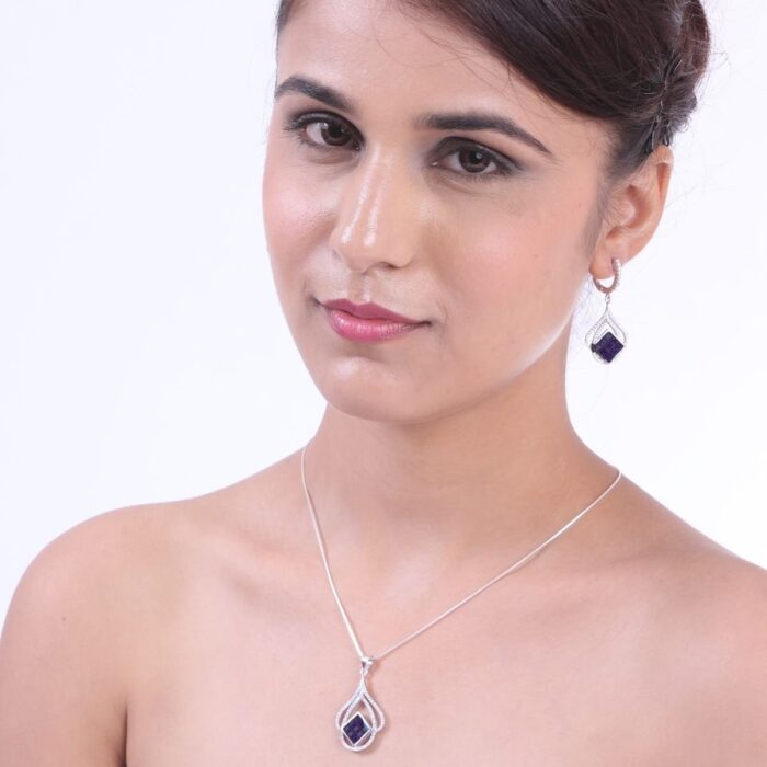 Avarta Jewellery Sterling Silver Black Pendant Set With Chain - Image 2