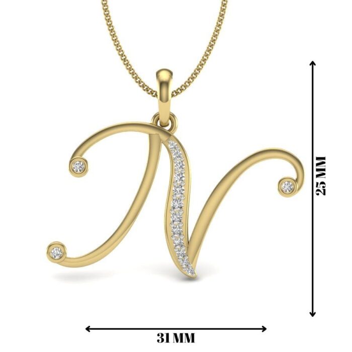 Avarta Jewellery Letter N Lab Grown Diamond Pendant - Image 2