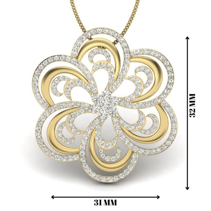 Avarta Jewellery Designer Floral Lab Grown Diamond Pendant - Image 2