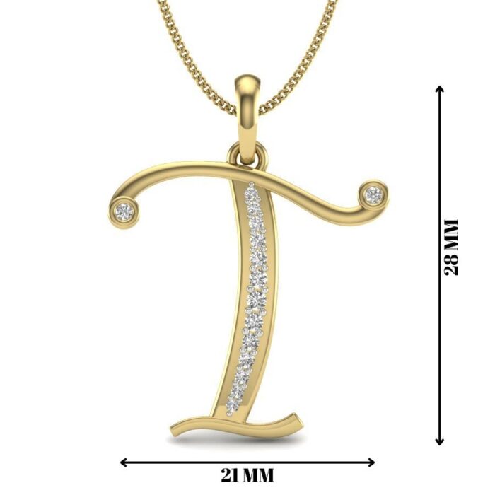 Avarta Jewellery Letter T Lab Grown Diamond Pendant - Image 2