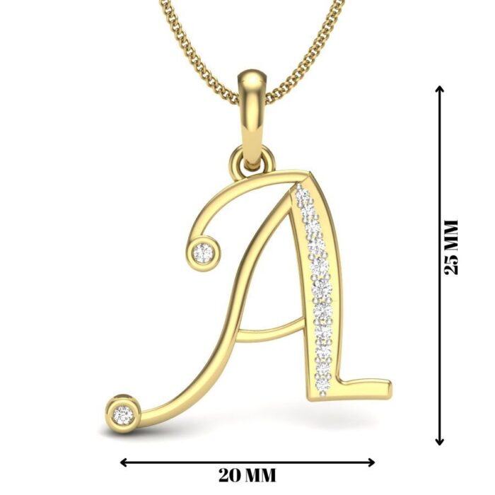 Avarta Jewellery Letter A Lab Grown Diamond Pendant - Image 2
