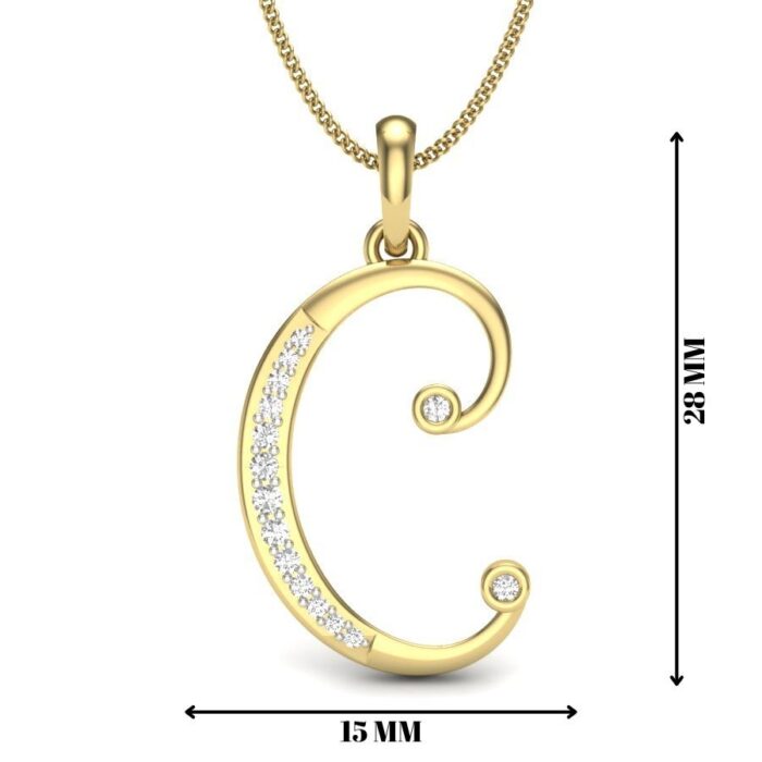 Avarta Jewellery Letter C Lab Grown Diamond Pendant - Image 2