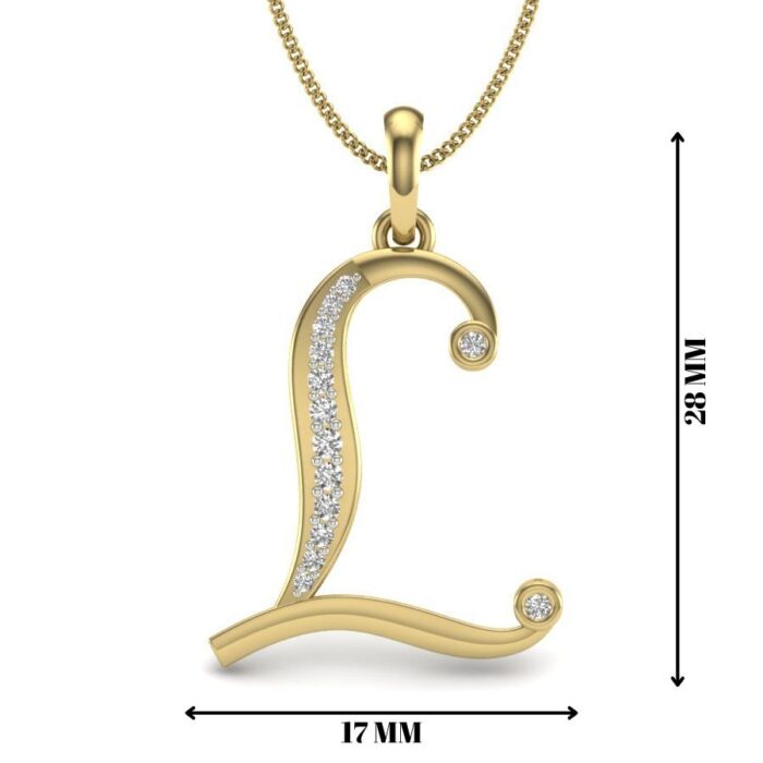 Avarta Jewellery Letter L Lab Grown Diamond Pendant - Image 2