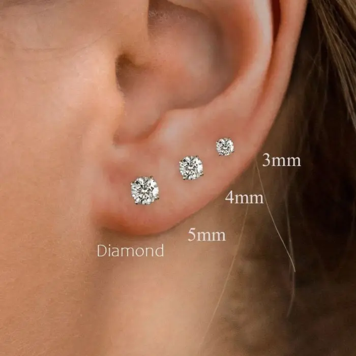 Avarta Jewellery 14k Gold 25 Cents Each Moissanite Solitaire Stud Earring - Image 2