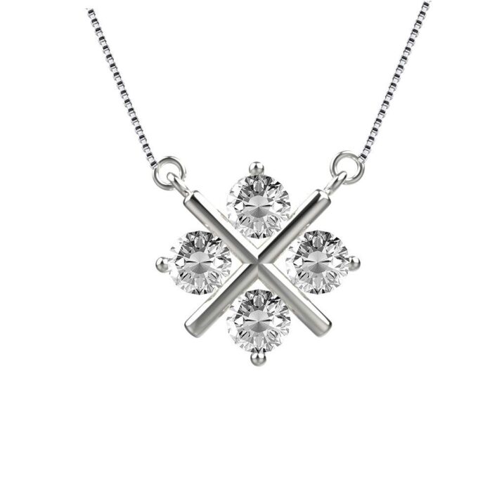 Avarta Sterling Silver 2.50 Carat Solitaire XO Pendant With Chain