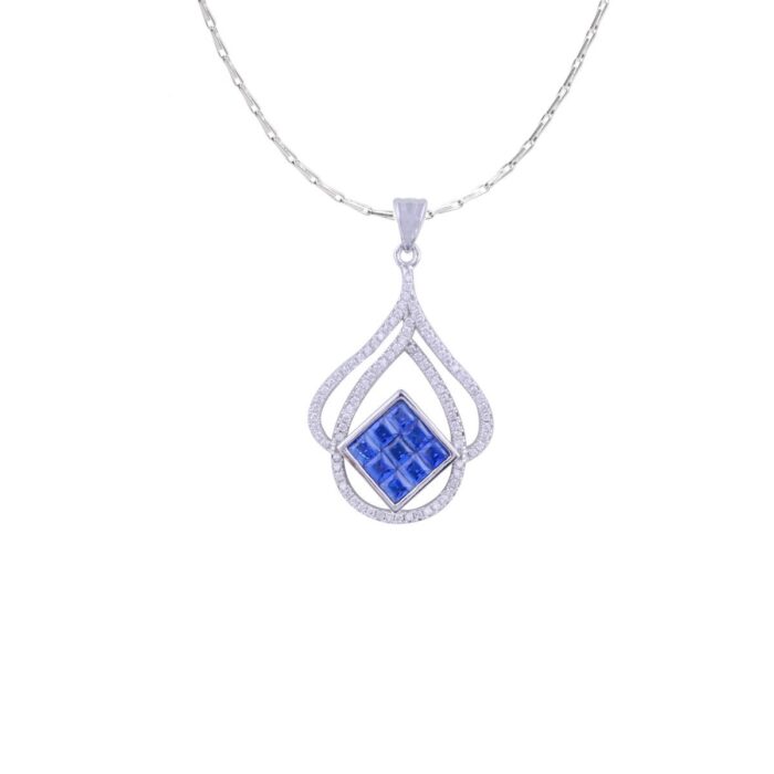 Avarta Jewellery Sterling Silver Blue Sapphire Pendant Set With Chain - Image 5