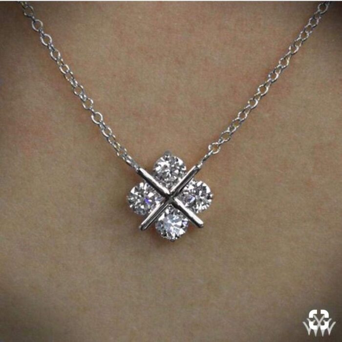 Avarta Sterling Silver 2.50 Carat Solitaire XO Pendant With Chain - Image 3