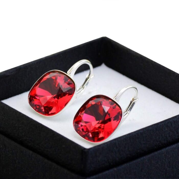 Avarta Jewellery Sterling Silver 5.50 Carat Each Emerald Ruby Cushion Loop Earrings For Girls & Women - Image 10