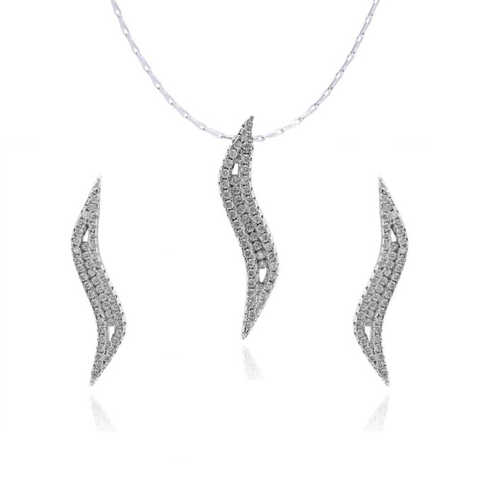 Avarta Sterling Silver American Diamond Pendant Set For Girls & Women