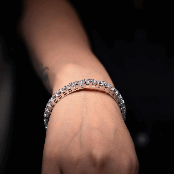 Avarta Jewellery Sterling Silver 30 Cents Each Line Diamond Bangle - Image 6