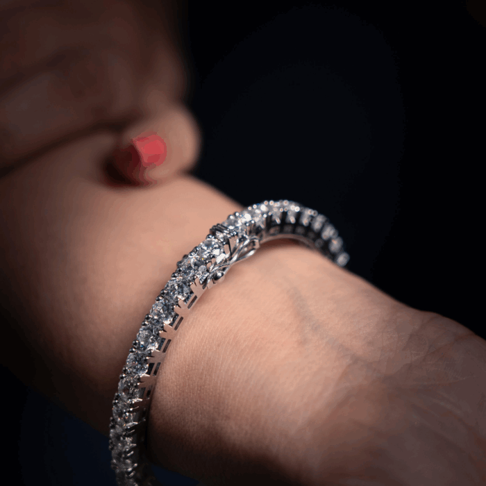 Avarta Jewellery Sterling Silver 30 Cents Each Line Diamond Bangle - Image 8