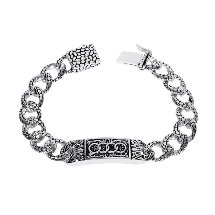 Avarta 925 Sterling Silver Oxidised Audi Bracelet For Boys & Men
