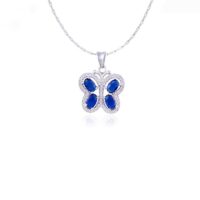 Avarta Jewellery Sterling Silver Blue Sapphire Butterfly Pendant Set - Image 2